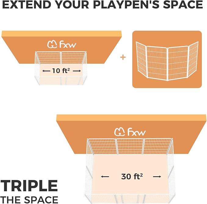 FXW Homeplus Dog Playpen for Indoor Use - Stress-Free and Safe Play, Heavy Duty 45 Inch 4 Panels Dog Pen for Large Dogs, White│Patented
