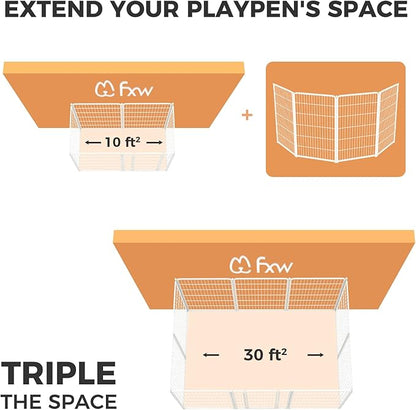 FXW Homeplus Dog Playpen for Indoor Use - Stress-Free and Safe Play, Heavy Duty 45 Inch 4 Panels Dog Pen for Large Dogs, White│Patented