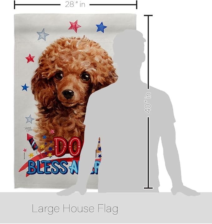 Breeze Decor Patriotic Miniature Poodle House Flag 2 pcs Pack Dog Puppy Spoiled Paw Canine Fur Pet Nature Farm Animal Creature Banner Small Garden Yard Gift Double-Sided, Made in USA