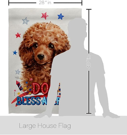 Breeze Decor Patriotic Miniature Poodle House Flag 2 pcs Pack Dog Puppy Spoiled Paw Canine Fur Pet Nature Farm Animal Creature Banner Small Garden Yard Gift Double-Sided, Made in USA