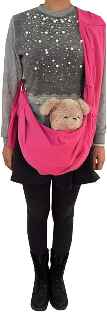 Surblue Pet Sling Carrier Bag with Hands-Free Reversible Belts, Safe Comfortable Adjustable Crossbody Shoulder Outdoor Travel Pet Tote Suitable for Small Dog Cat Puppy up to 12 lb (New Rose)