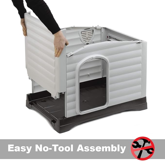 Ferplast Dog Kennel, Gray, 37.4 x 25.98 x 26.77", (87257099)