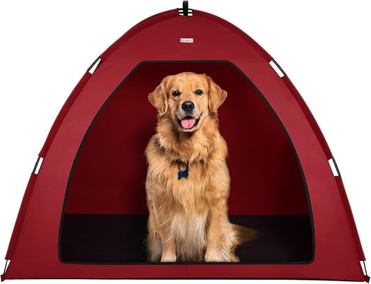 Cat and Dog Waterproof Tent House - Indoor/Outdoor Cave Nest Bed for Small Pets, Washable (Red, Extra Large)