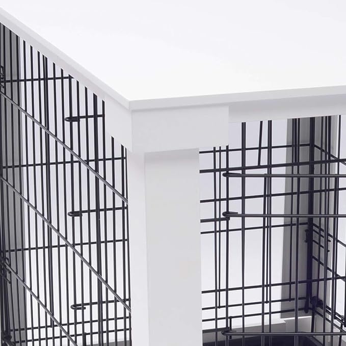 zoovilla White Dog Cage with Crate Cover, Dog Kennel White Large