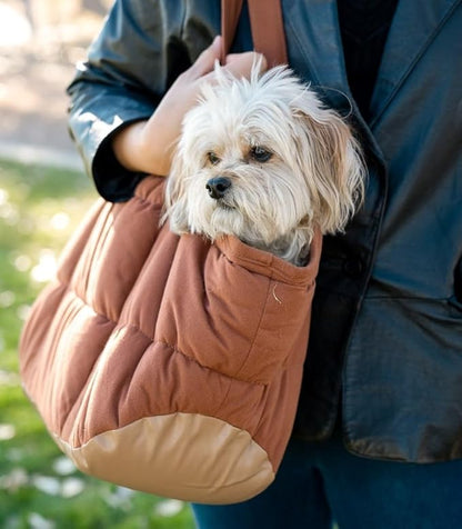 Purse Carrier for Small Dogs, Cozy Plush Pet Carrier Purse, Secure Harness Clip, Lightweight Dog Tote Bag Carrier for Small Dogs and Puppies