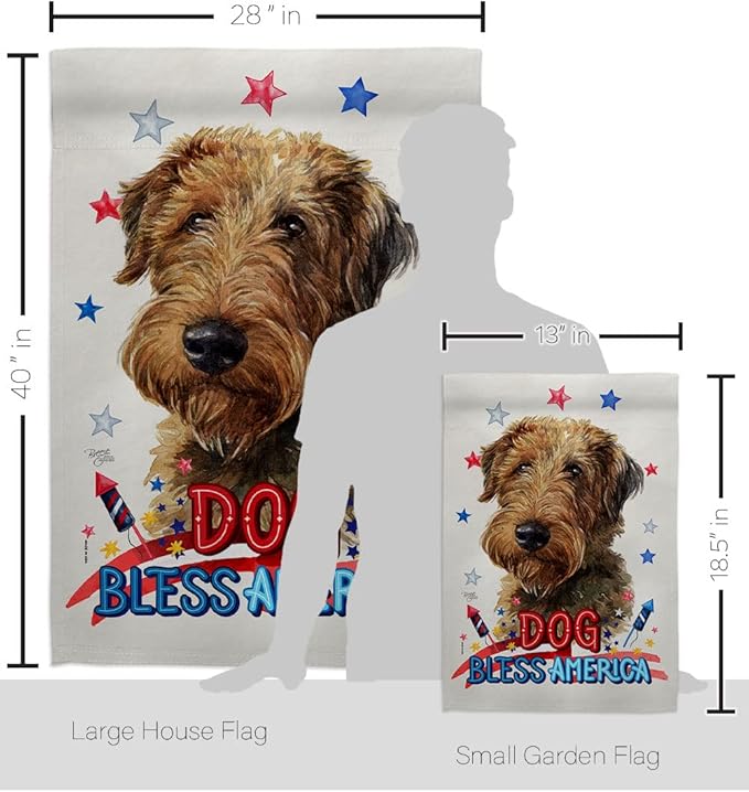 Breeze Decor Patriotic Welsh Terrier Garden House Flag-Set Dog Puppy Spoiled Paw Canine Fur Pet Nature Farm Animal Creature Decoration Banner Small Yard Gift Double-Sided, Made in USA