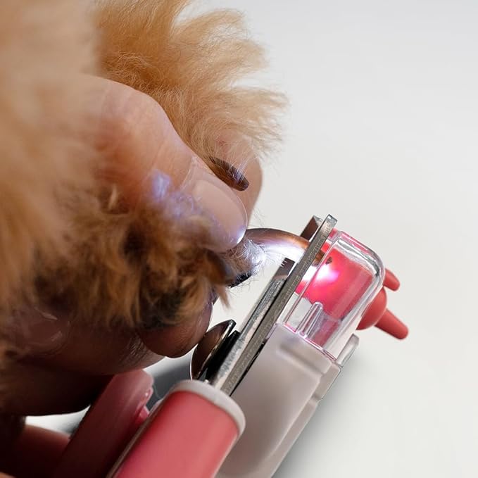 Walkinnwith LOOKUT Premium Dog Nail Clippers with Guide Light [Made in Korea] Safe Cat Nail Clippers – Easy Cat Claw Trimmer and Nail Trapper for Smaller Pets Under 40 lbs – Pink Edition