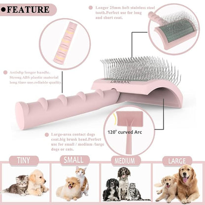 Super Dense Soft Slicker Brush for Thick and Long Fur Dogs - Grooming Brush for Fluff, Shedding, Tangles on Goldendoodles - 25mm (1")
