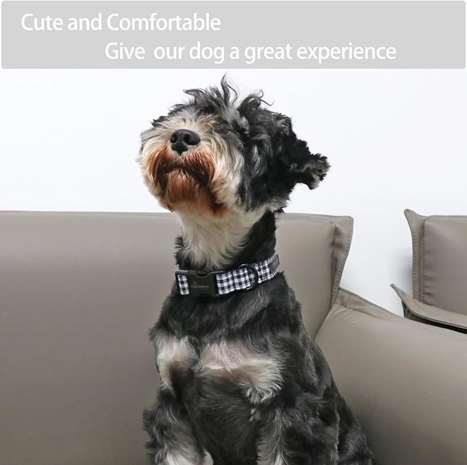 ARING PET Dog Collar-Cute Dog Collar for Small Dogs, Adjustable Comfortable Cotton Plaid Pet Collars for Small Medium Large Male Female Dogs, Small