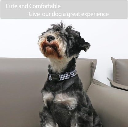 ARING PET Dog Collar-Cute Dog Collar for Small Dogs, Adjustable Comfortable Cotton Plaid Pet Collars for Small Medium Large Male Female Dogs, Small