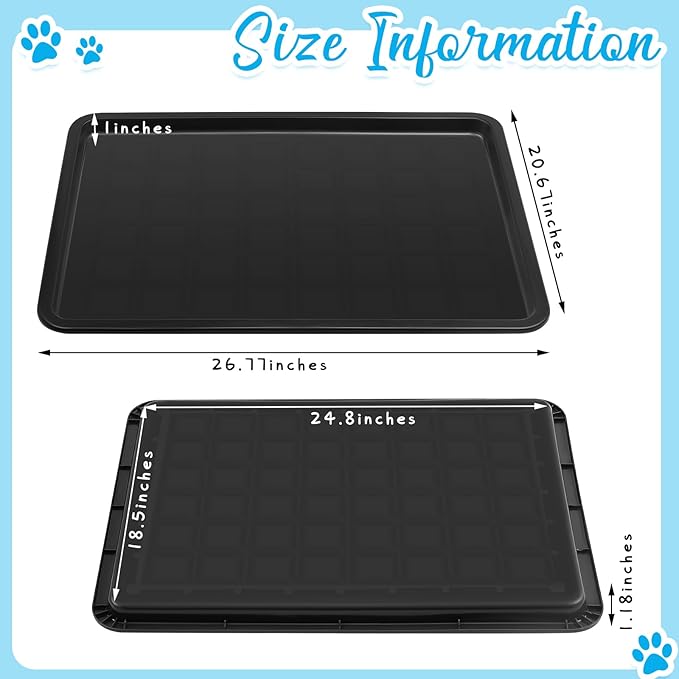 Suzile 4 Pcs Dog Crate Tray Replacement 27 x 20.5 Inches, Kennel Pan Black Plastic Bottom Floor Liners for Cat Rabbit Pets Training Cages Food Bowls Holders Accessories