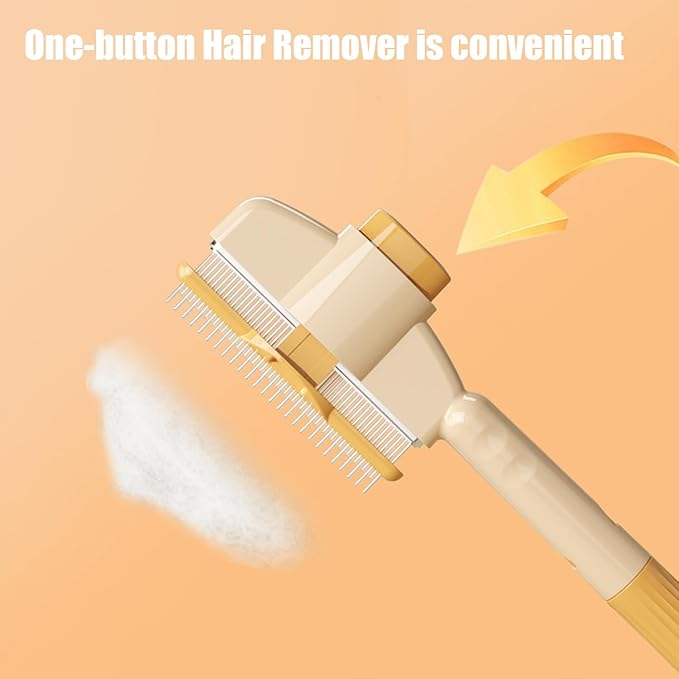 Pet Brush, Hair Grooming Brush Removal Comb, Cat Dog Brush for Massaging and Cleaning Shedding, Multifunctional with Release Button，Yellow