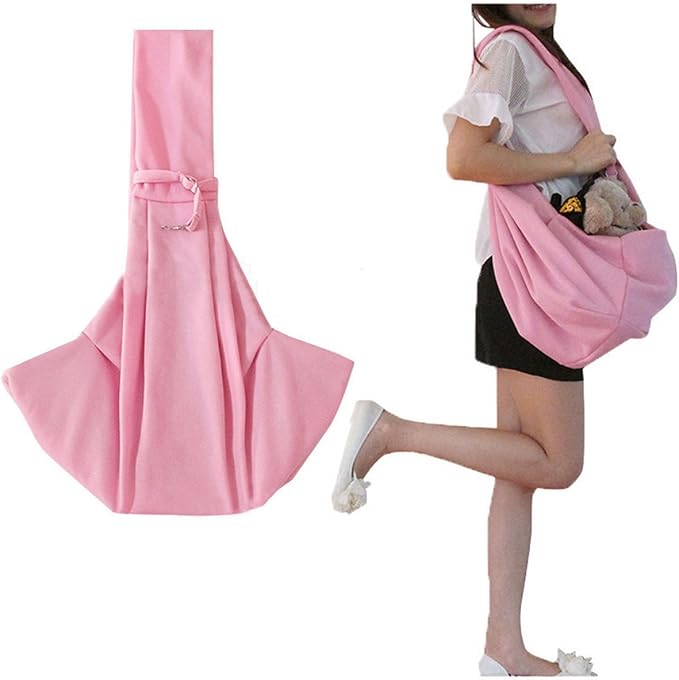 Pet Sling Carrier Bag Travel Tote for Cats Dogs, Up to 16 lbs (Pink)