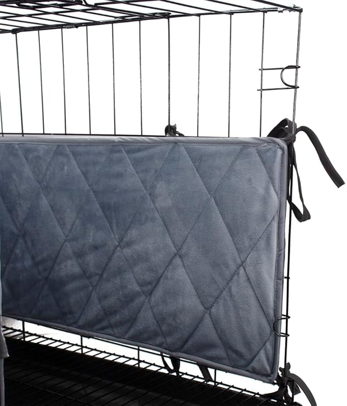 Gray Dog Crate Bumpers with Ties - Tail Protector, 36"X24"X10"