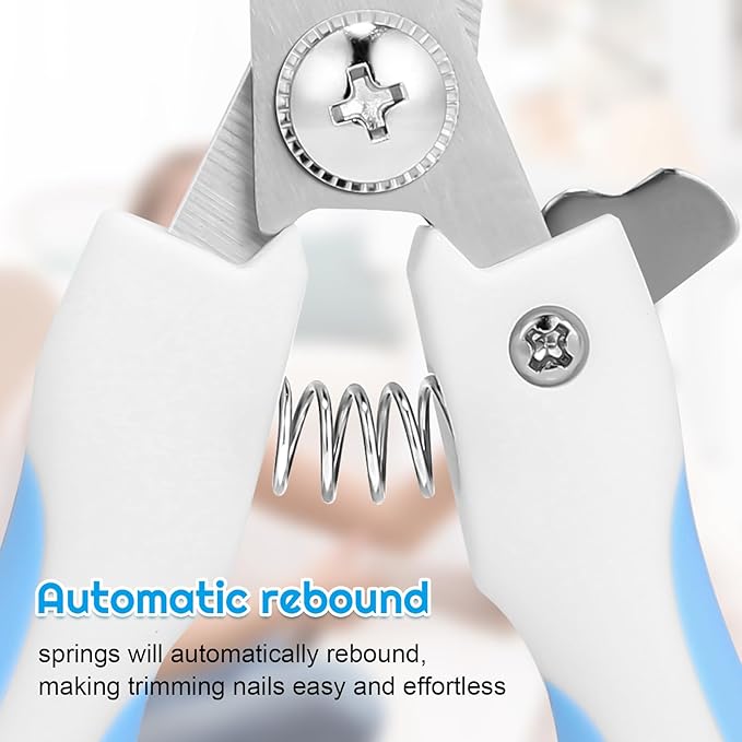 Pet Nail Clippers, Suitable for Both Cats and Dogs, A Half Moon Shaped Alloy Blade and A Rubber Material Handle with A File. Automatic Rebound Handle.Cat and Dog Universal（Blue）