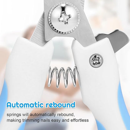 Pet Nail Clippers, Suitable for Both Cats and Dogs, A Half Moon Shaped Alloy Blade and A Rubber Material Handle with A File. Automatic Rebound Handle.Cat and Dog Universal（Blue）
