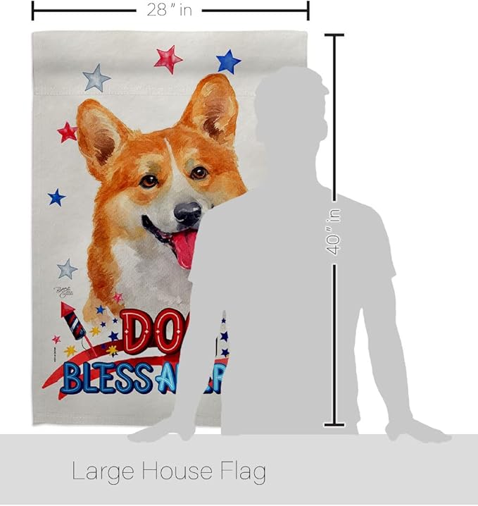 Breeze Decor Patriotic Fawn Corgi House Flag Eagle Set Dog Puppy Spoiled Paw Canine Fur Pet Nature Farm Animal Creature Decoration Banner Small Garden Yard Gift Double-Sided, Made in USA