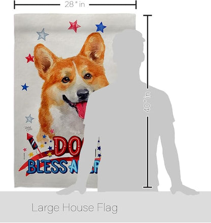 Breeze Decor Patriotic Fawn Corgi House Flag Eagle Set Dog Puppy Spoiled Paw Canine Fur Pet Nature Farm Animal Creature Decoration Banner Small Garden Yard Gift Double-Sided, Made in USA