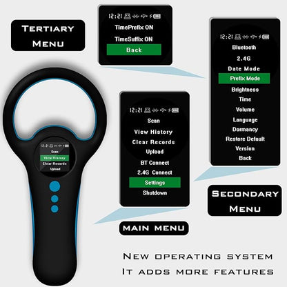 Smoostart Multifunction Bluetooth Microchip Scanner, Pet Microchip Reader with Latest Operating System, FDX-B/EMID 500 Records Data History Locally Available Or Upload to PC/Cell Phone/PAD