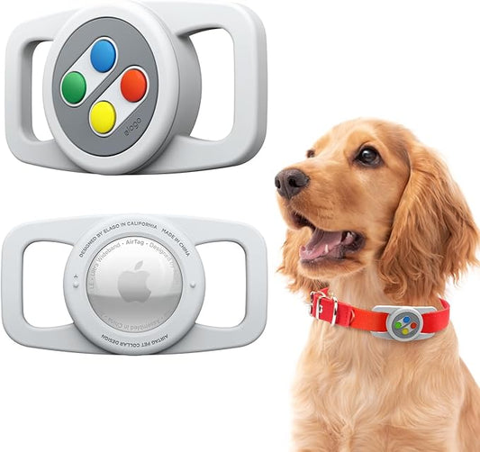 elago Pet Collar W5 Case Compatible with Apple AirTag - Drop Protection Keychain, Cute Design (Track Dogs, Keys, Backpacks, Purses) Tracking Device Not Included (Light Grey)
