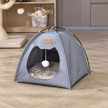Cute Cat Teepee Cave, Cat Tent Foldable Indoor Outdoor with Thick Mat,Puppy Bed Tent,Bunny Pet Tent Teepee,Portable Dog House Teepee Tent, Cat Bed,Dog Bed Tent,Puppy Bunny,Pet Tent Teepee (N, S)