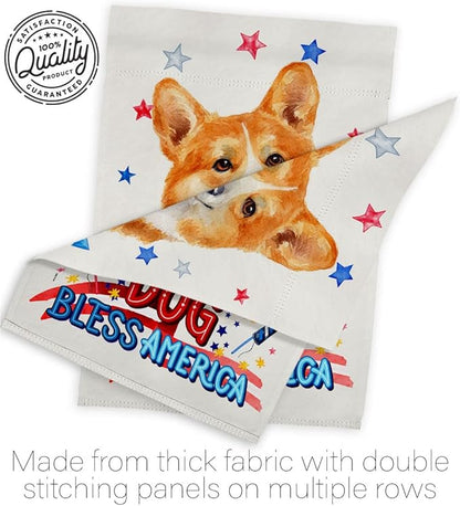 Breeze Decor Patriotic Fawn Corgi House Flag Eagle Set Dog Puppy Spoiled Paw Canine Fur Pet Nature Farm Animal Creature Decoration Banner Small Garden Yard Gift Double-Sided, Made in USA