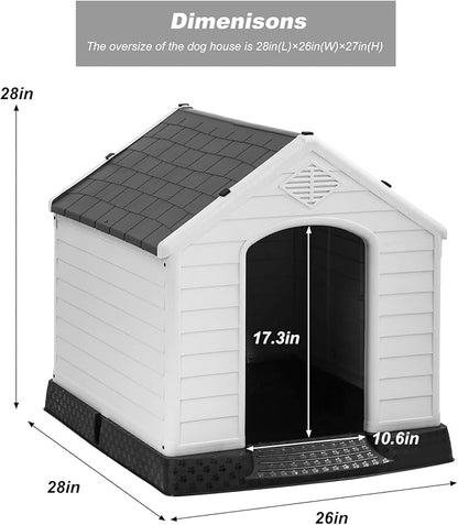 FDW Dog House Indoor Outdoor Durable Ventilate Waterproof Pet Plastic Dog House for Small Medium Large Dogs Insulated Puppy Shelter Kennel Crate with Air Vents and Elevated Floor