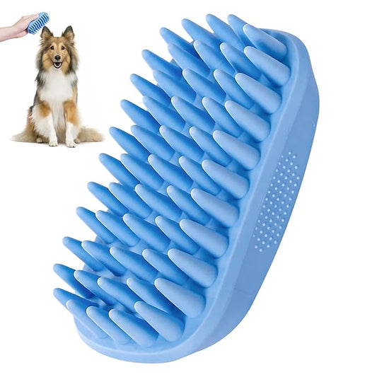 Dog Bath Brush,Rubber Dog Shampoo Grooming Brush, Silicone Shower Wash Curry Brush, Pet Scrubber for Short Long Haired Dogs Cats Massage Comb, Soft Shedding Bathing Brush Removes Loose & Shed Fur