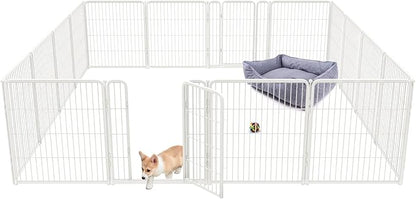 FXW Homeplus Dog Playpen for Indoor Use - Stress-Free and Safe Play, Heavy Duty 32 Inch 16 Panels Dog Pen for Small and Medium Dogs, White│Patented