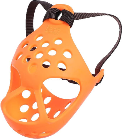 Short Snout Dog Muzzles,Soft Silicone Adjustable Breathable Bulldog Muzzle for Biting Chewing Barking Training,Ideal for Flat-Faced Dogs (M, Orange)