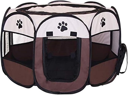 4PPW – Portable Foldable pet playpen - pet Playground - Portable cat playpen- Outdoor pet playpen - pop up Dog cage - Puppy Tent - pet Fence - pet Pen - pet Tent. (Brown XL)
