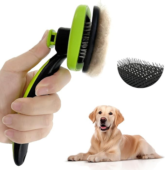 Self Cleaning Brush for Dog: Cat Slicker Brush with Release Button - Pet Shedding Brushes for Long and Short Hair - Remove Loose Undercoat
