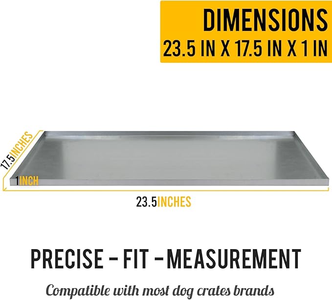 KOPEKS - Heavy Duty Multipurpose Replacement Metal Tray - Galvanized - Rust & Crack Proof - Several for Pet Crates, Grease Trap and Others (23.5 x 17.5 Inches, Metal Tray)