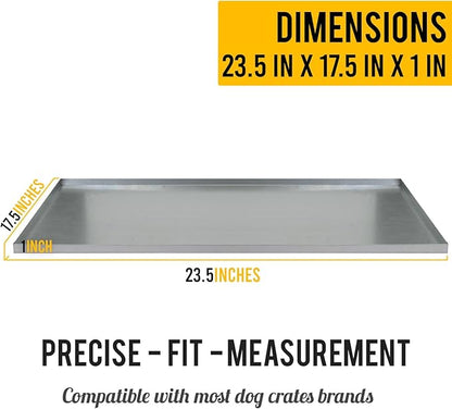 KOPEKS - Heavy Duty Multipurpose Replacement Metal Tray - Galvanized - Rust & Crack Proof - Several for Pet Crates, Grease Trap and Others (23.5 x 17.5 Inches, Metal Tray)