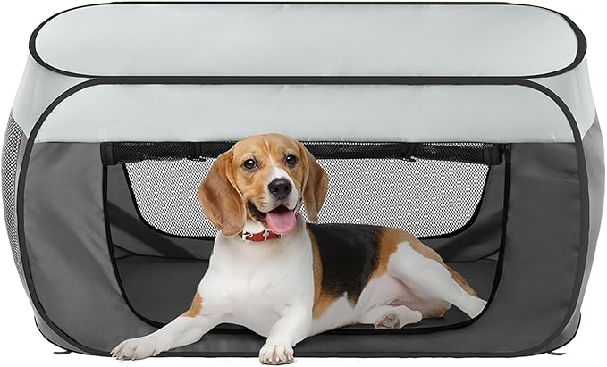 Portable Soft Dog Crate Pop Up Collapsible Dog Cat Kennel Travel Dog Enclosure Indoor Outdoor Large Dog Bed Foldable Crate for Pets（Little Gray and Dark Gray-Small）