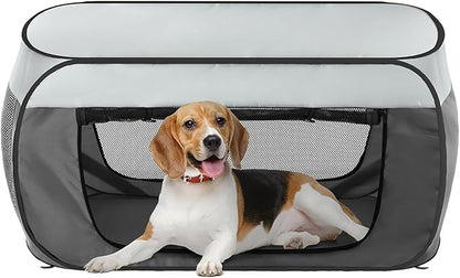 Portable Soft Dog Crate Pop Up Collapsible Dog Cat Kennel Travel Dog Enclosure Indoor Outdoor Large Dog Bed Foldable Crate for Pets（Little Gray and Dark Gray-Small）