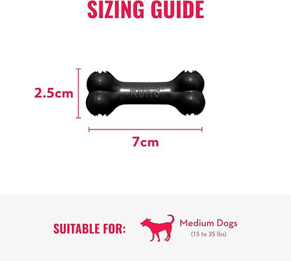 KONG - Extreme Goodie Bone - KONG's Most Durable Natural Rubber Dog Bone for Power Chewers - Black - For Medium Dogs