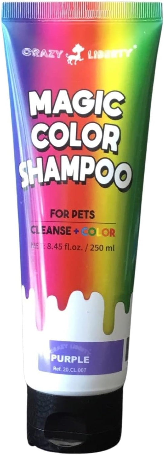 Magic Color Shampoos (Purple). Semi-Permanent Pet Hair Coloring Shampoo, Safe and Gentle Ammonia and Paraben Free Hair Dye Shampoo, Non-Toxic Coloring Shampoo for All Pets Can be Bathed.