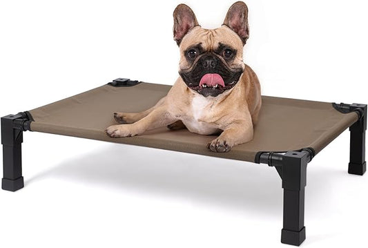 Cooling Elevated Dog Bed, Raised Dog Bed with Washable Breathable Mesh and Metal Frame, Portable Dog Cot Bed with No-Slip Feet for Outdoor and Indoor Use