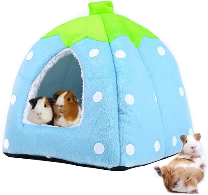 Spring Fever Hamster Guinea Pig Rabbit Dog Cat Chinchilla Hedgehog Bird Small Animal Pet Bed House Hideout Cage Accessorie A Blue S (12.2 * 12.2 inch)