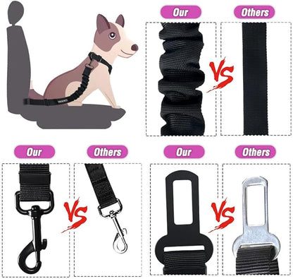 COOYOO Dog Seat Belt,3 Piece Set Retractable Dog Car Harness Adjustable Dog Seat Belt for Vehicle Nylon Pet Safety Seat Belts Heavy Duty & Elastic
