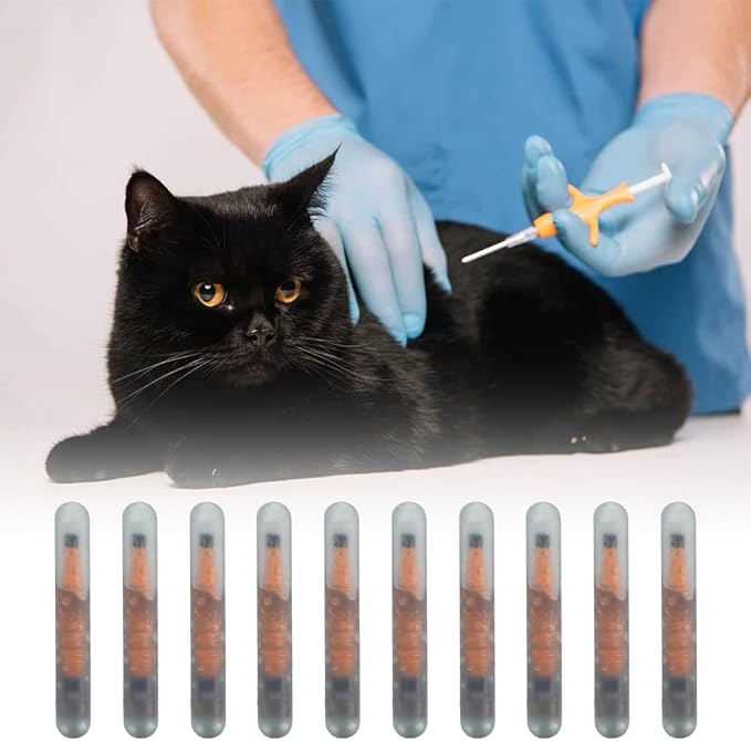 Mini 1.25mm Microchip for Dogs and Cats, Lightweight Label Glass Tube Chip Glass Tube Animal Tag Reader Pets Suppliers Shot Records for Pet Dog Cat Cow Pig Rabbit Fish Puppies 10 Pack