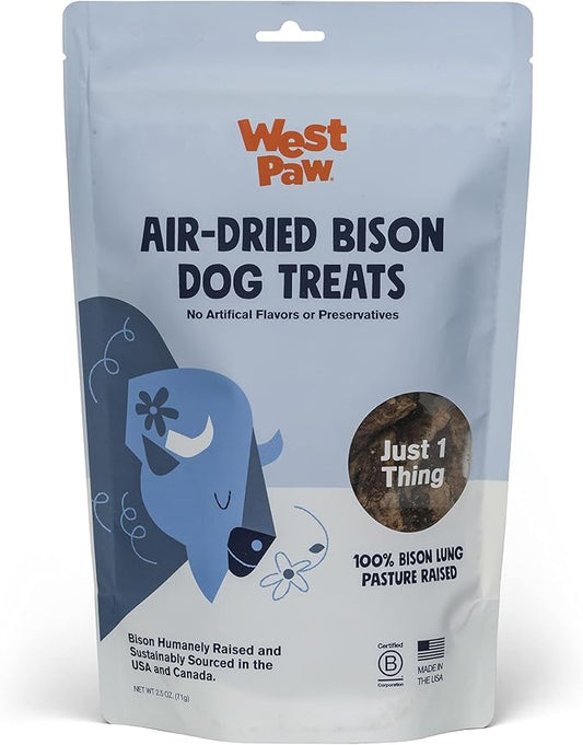 WEST PAW Air Dried Bison Lung Dog Treats – Farm Fresh Bison Lung Snacks for Dogs – Wholesome Canine Treat – Vitamins, Minerals, Proteins – One-Ingredient Treat – 2.5 Oz. (1 Pack)
