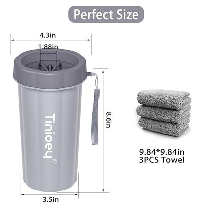 Dog Paw Cleaner for Large Dogs (with 3 Towels & Dog Bath Brush), Dog Paw Washer, Muddy Paw Cleaner, Pet Foot Cleaner