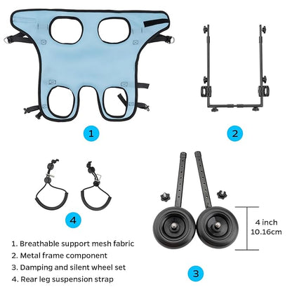 New Adjustable Small Dog Wheelchair for Back Legs, Walking Pets Dog Wheelchair, Doggy Wheelchair with Disabled Hind Legs, Mobility Aids for Small Pets Hind Limbs, Dog Carts with Wheels,Light Weight,XS