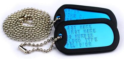 GoTags Pet ID Custom US Military Dog Tag Personalized ID Set. Complete with Chains and Silencers