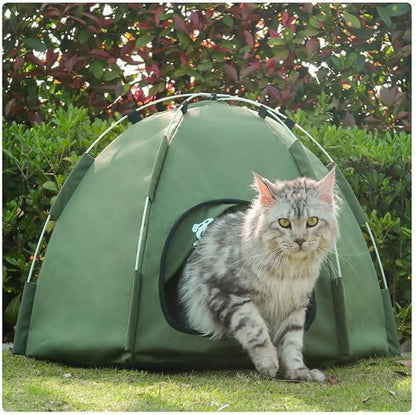 Cute Cat Teepee Cave, Cat Tent Foldable Indoor Outdoor with Thick Mat,Puppy Bed Tent,Bunny Pet Tent Teepee,Portable Dog House Teepee Tent, Cat Bed,Dog Bed Tent,Puppy Bunny,Pet Tent Teepee (L, M)