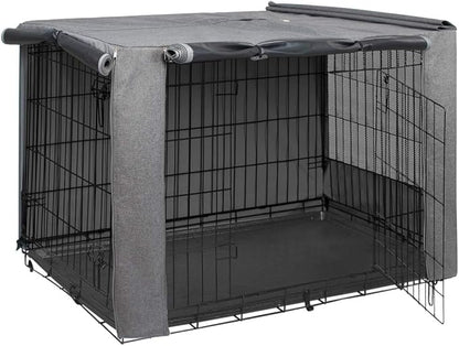 HiCaptain Folding Metal Dog Crate Cover for 30 Inch Wire Pet Cage(Two-Tone Gray)