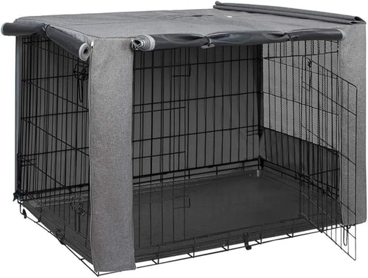 HiCaptain Folding Metal Dog Crate Cover for 30 Inch Wire Pet Cage(Two-Tone Gray)