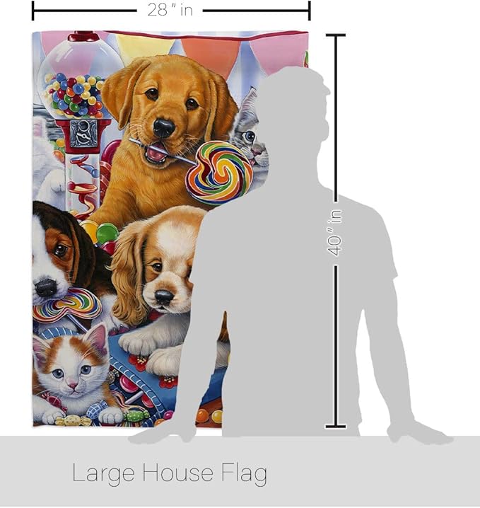 Breeze Decor Sweet Ones House Flag Pack Dog Puppy Spoiled Paw Canine Fur Pet Nature Farm Animal Creature Vintage Applique Decoration Banner Small Garden Yard Gift Double-Sided, Made in USA